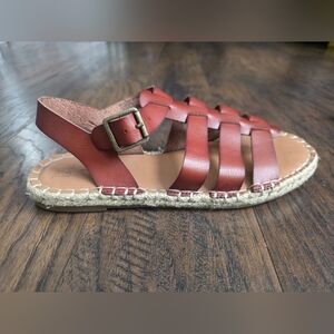 Time and Tru Rust Brown Woven Leather Espadrille Sandals
